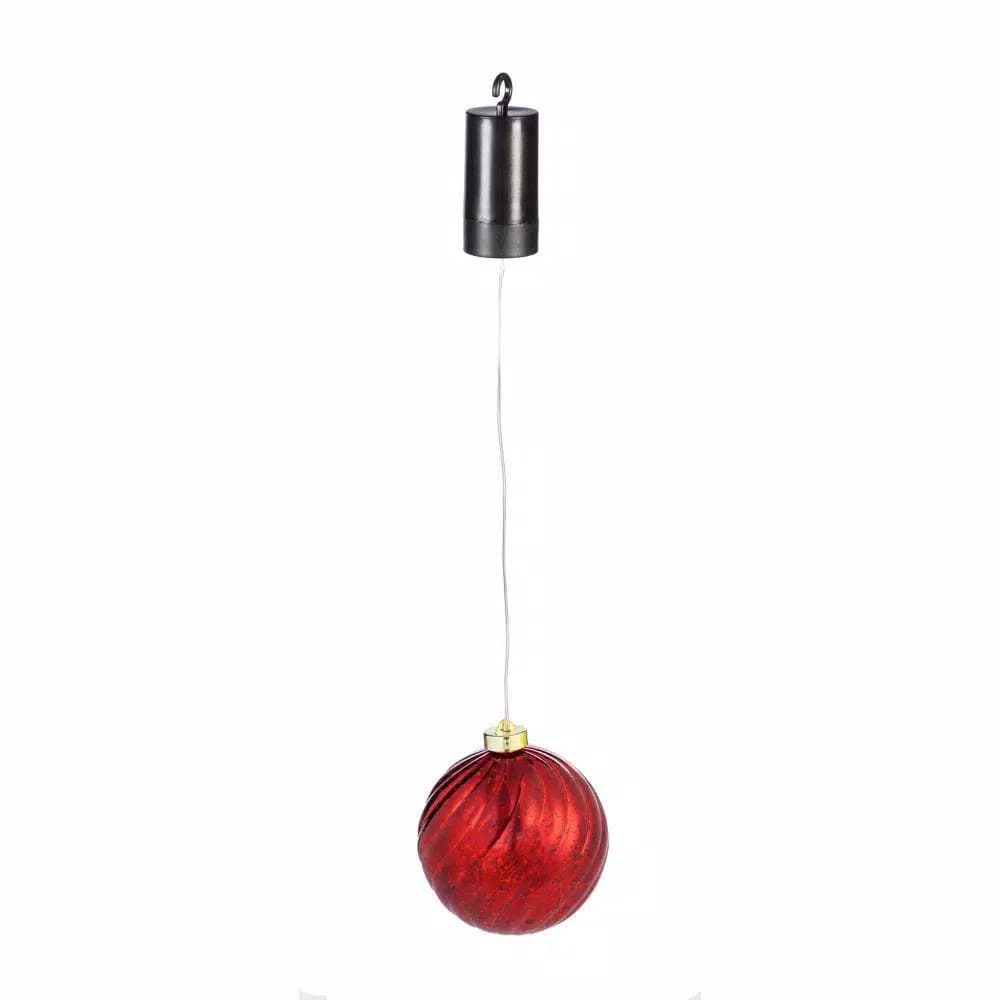 Evergreen 5 in. Red Shatterproof LED Ball Outdoor Christmas Ornament - Battery Operated
