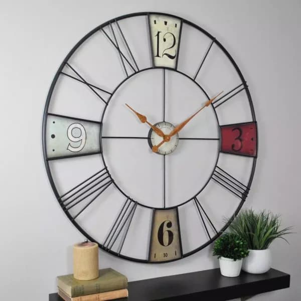 FirsTime 36 in. Multi-Color Vibrant Plaques Oversized Wall Clock
