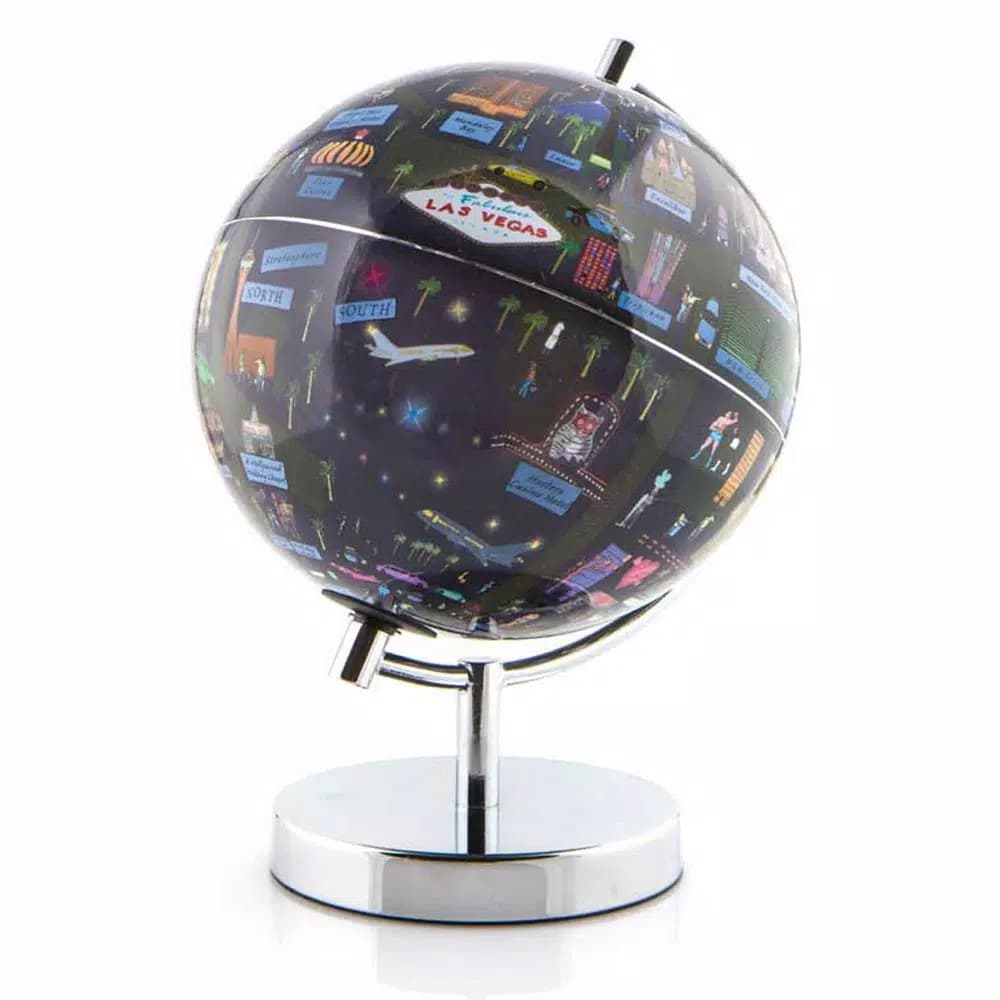 Unbranded Las Vegas 9 in. LED Globe with Chrome Stand - Decorative Tabletop Nightlight