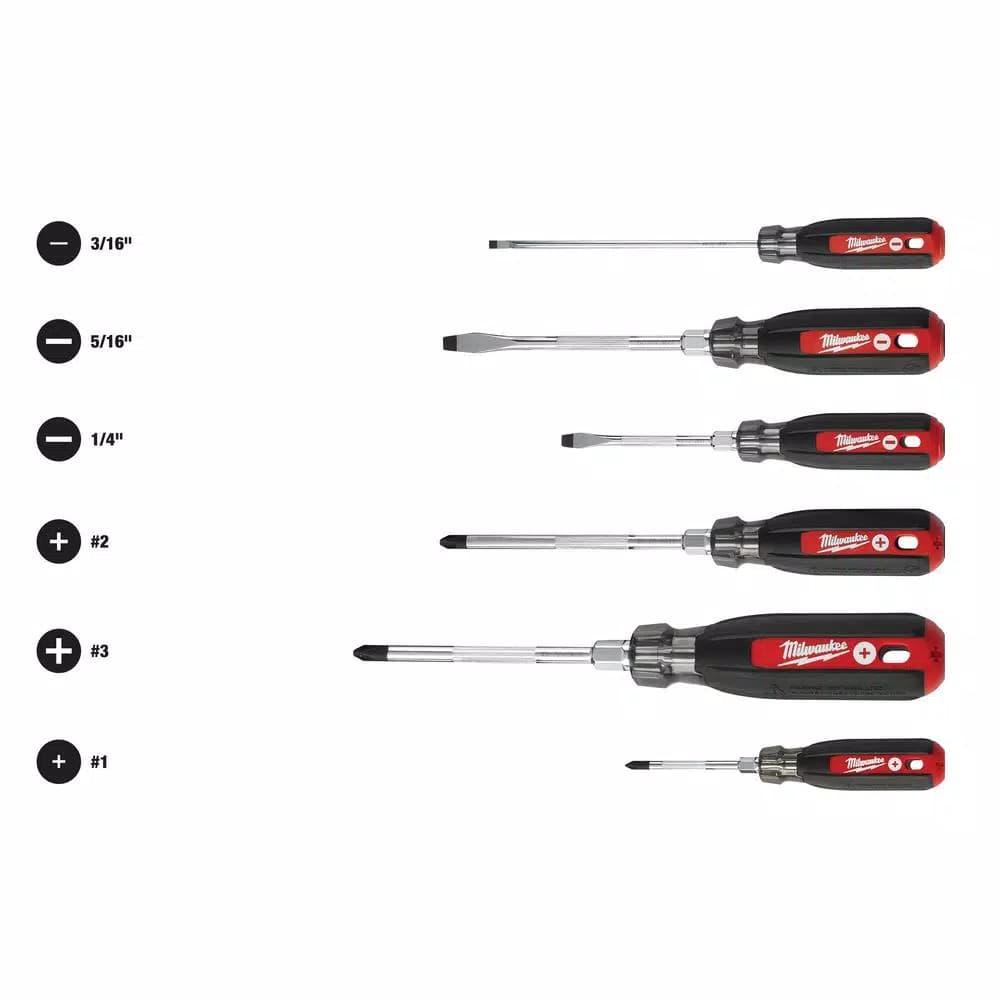 Milwaukee 6-Piece Cushion Grip Screwdriver Set with Hardened Tips