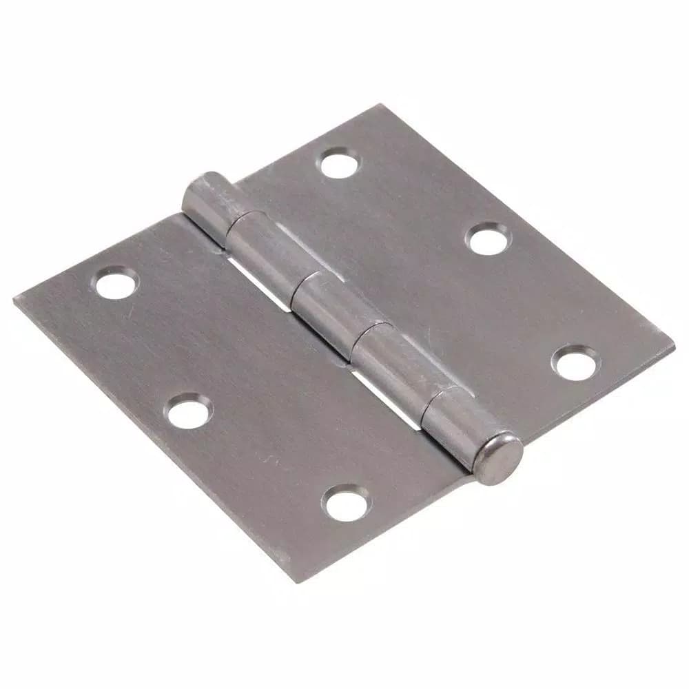 Hardware Essentials 3 in. Satin Chrome Residential Door Hinge, Square Corner, Removable Pin (9-Pack)