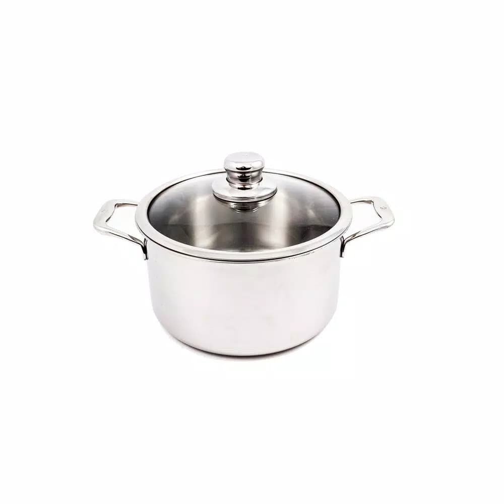 Swiss Diamond Premium Clad 6.3 Qt. Stainless Steel Round Dutch Oven with Glass Lid