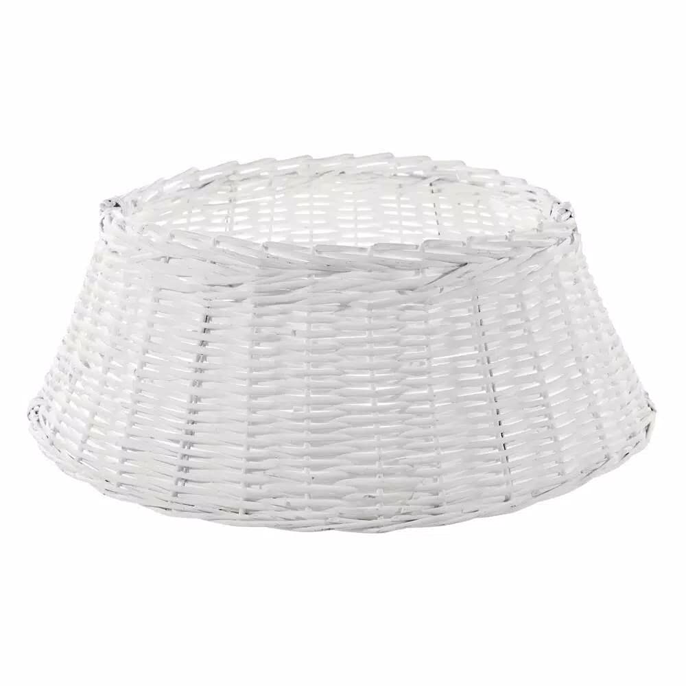 Home Accents Holiday 27 in. White Wicker Christmas Tree Collar