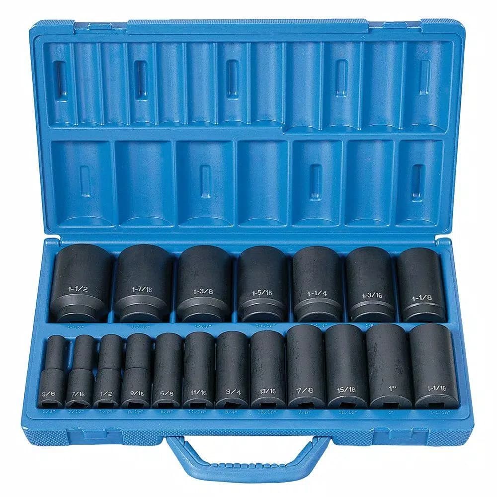 GP 1/2 in. Drive Deep Length Fractional Impact Socket Master Set, 19-Piece