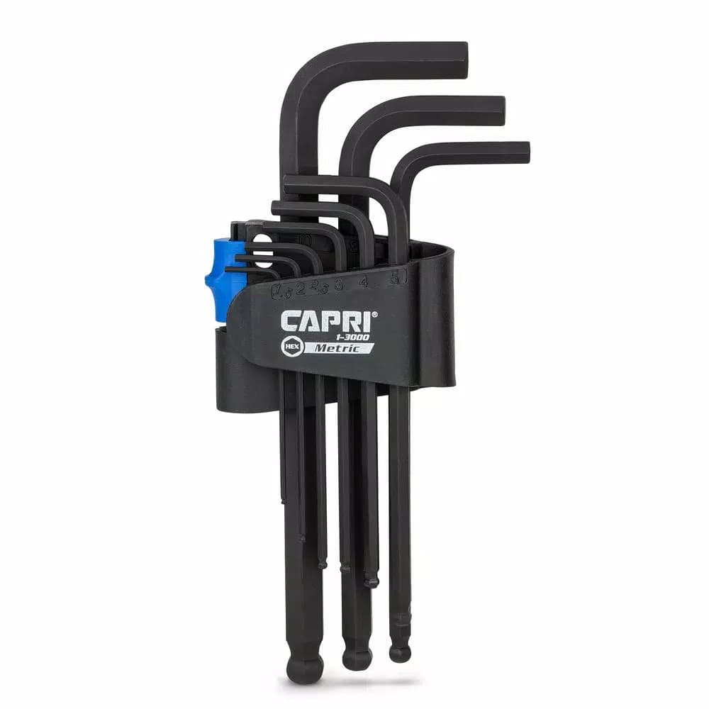 Capri Tools S2 Steel Metric Long Arm Ballpoint Hex Key Wrench Set, 9-Piece