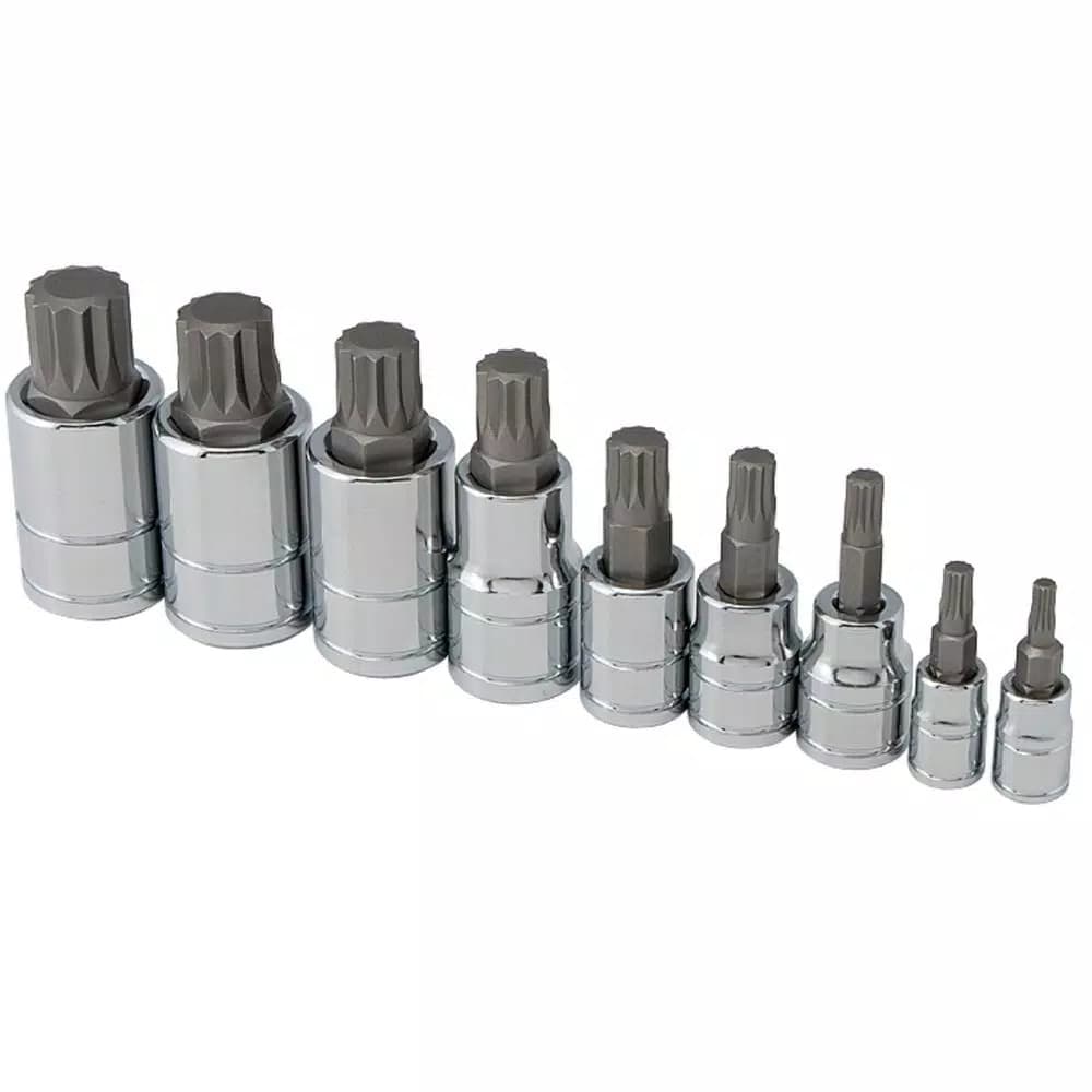Unbranded 9-Piece Triple Square Socket Set, S2 Alloy Steel, Multi-Drive Sizes