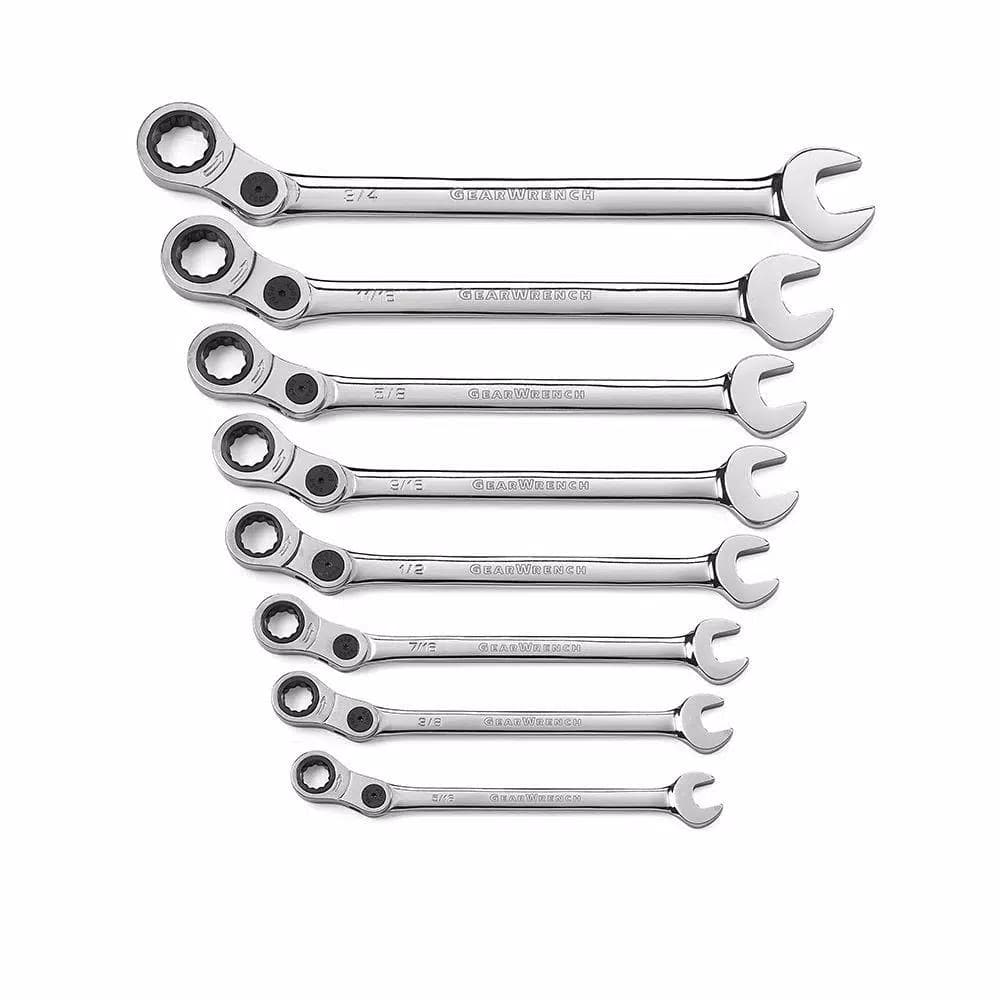 GearWrench 8-Piece SAE Indexing Combination Ratcheting Wrench Set
