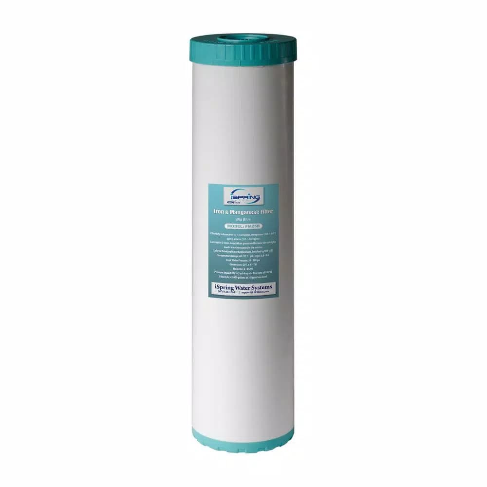 iSpring FM25B Big Blue Iron and Manganese Reducing Replacement Water Filter, 4.5 x 20 in.