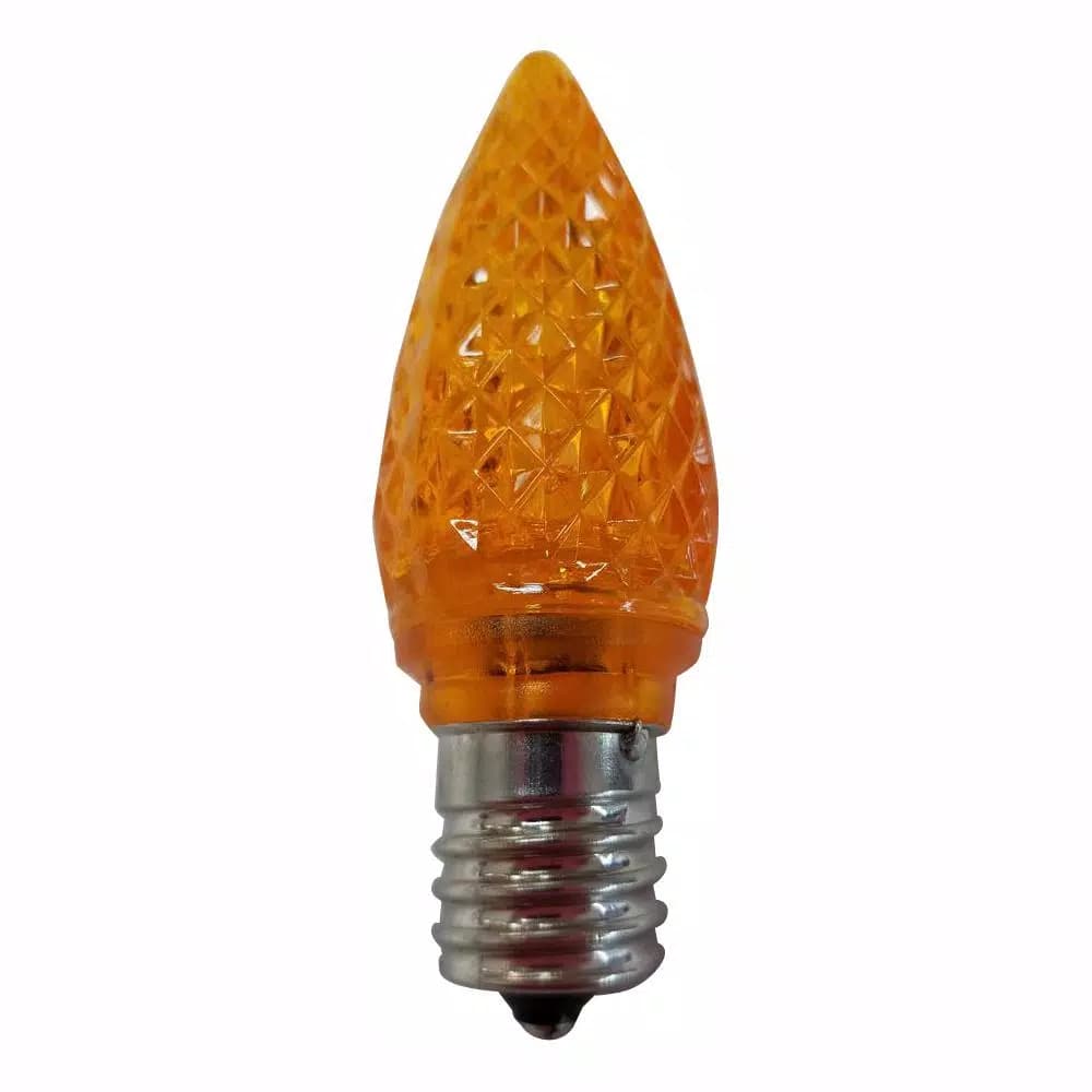 Unbranded C9 Orange LED Light Bulbs, Super Bright Faceted Replacement Lights (Pack of 25)