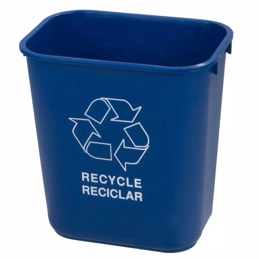 Carlisle 28 Qt. Blue Recycling Waste Baskets with Imprinted Logo (12-Pack)