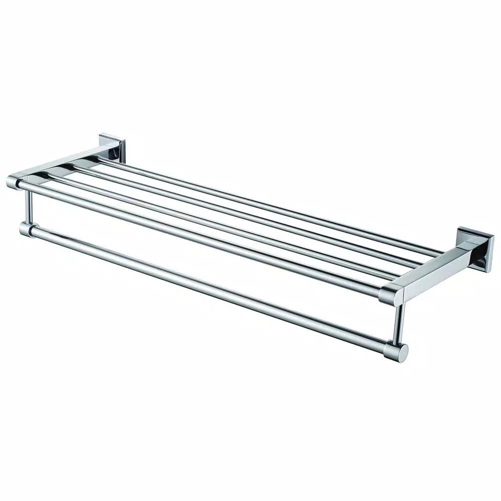 ALFI BRAND 23.63 in. Modern Wall Mount Towel Rack and Shelf, Polished Chrome
