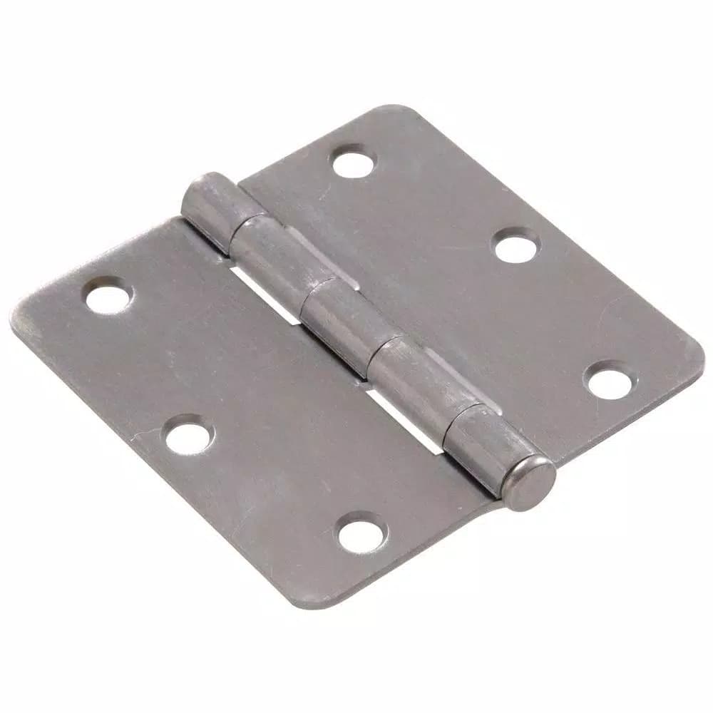 Hardware Essentials 3-1/2 in. Satin Chrome Residential Door Hinge, 1/4 in. Round Corner (9-Pack)