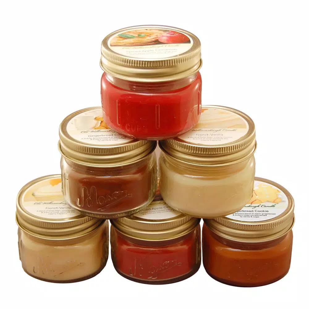 LUMABASE Holiday Scented Candle Collection - 6 Pack 3 oz. Mason Jar Candles