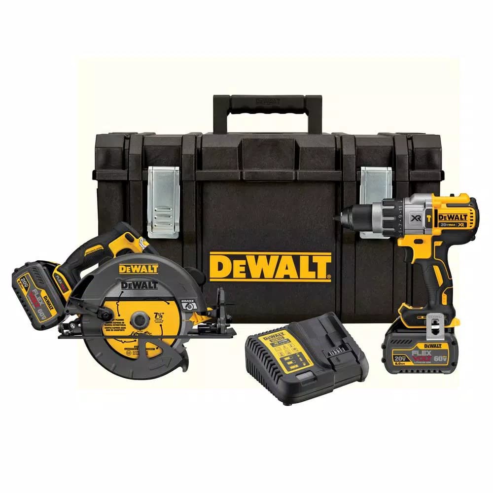 DEWALT FLEXVOLT 60V MAX Cordless 2-Tool Combo Kit with (2) 6.0 Ah Batteries, Charger & 22 in. ToughSystem Toolbox