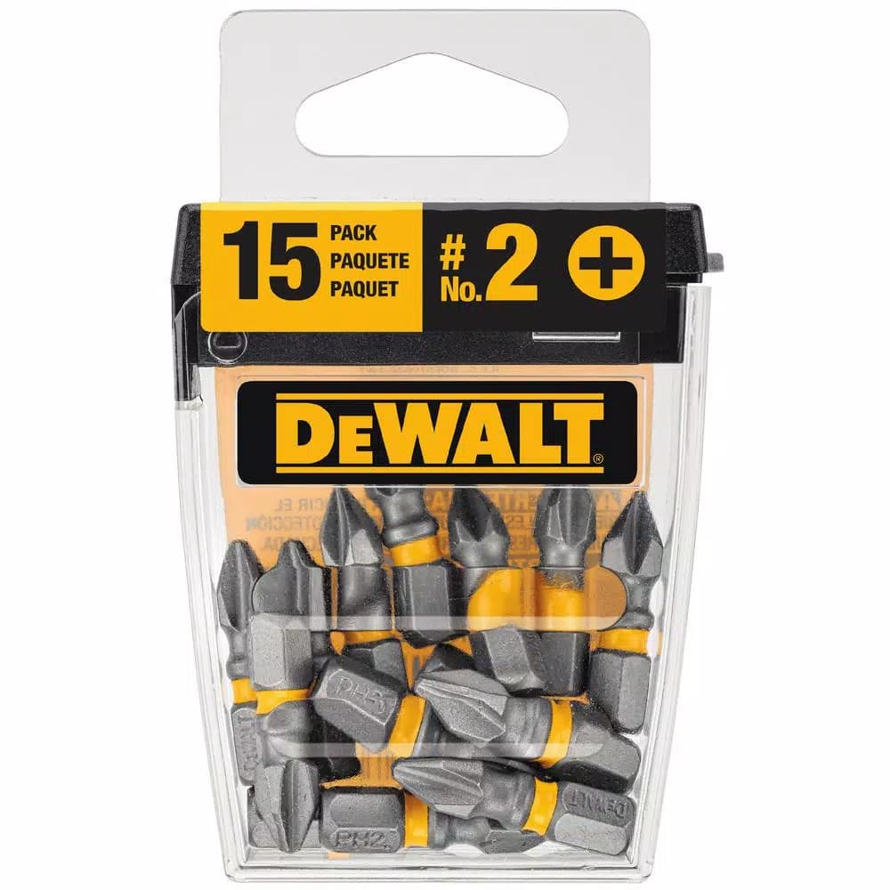DEWALT Max Impact #2 Phillips Screwdriver Bits, 1 in., 15-Piece Set with Storage Case