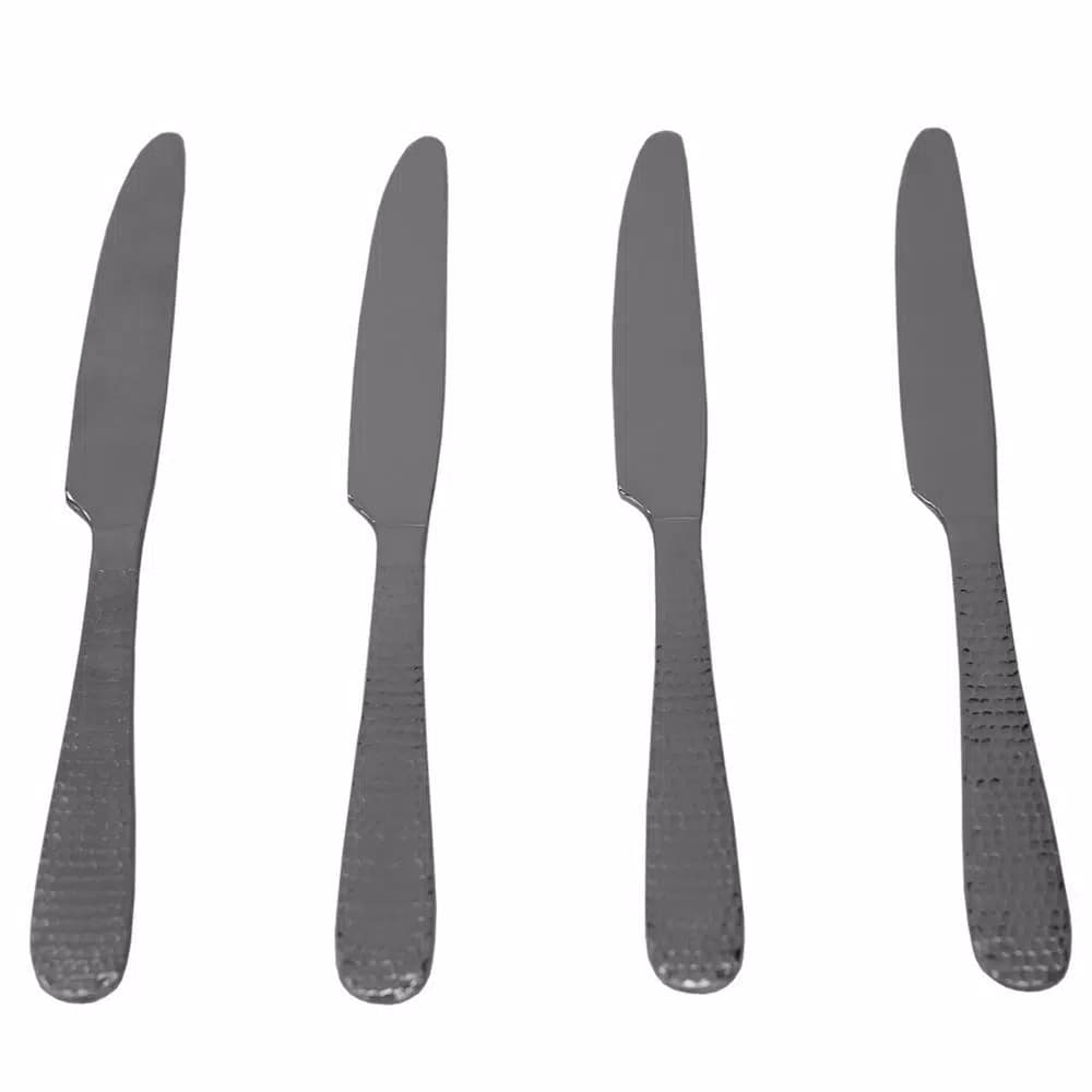 Unbranded Hammered Finish 18/0 Stainless Steel Dinner Knife Set, 4-Piece