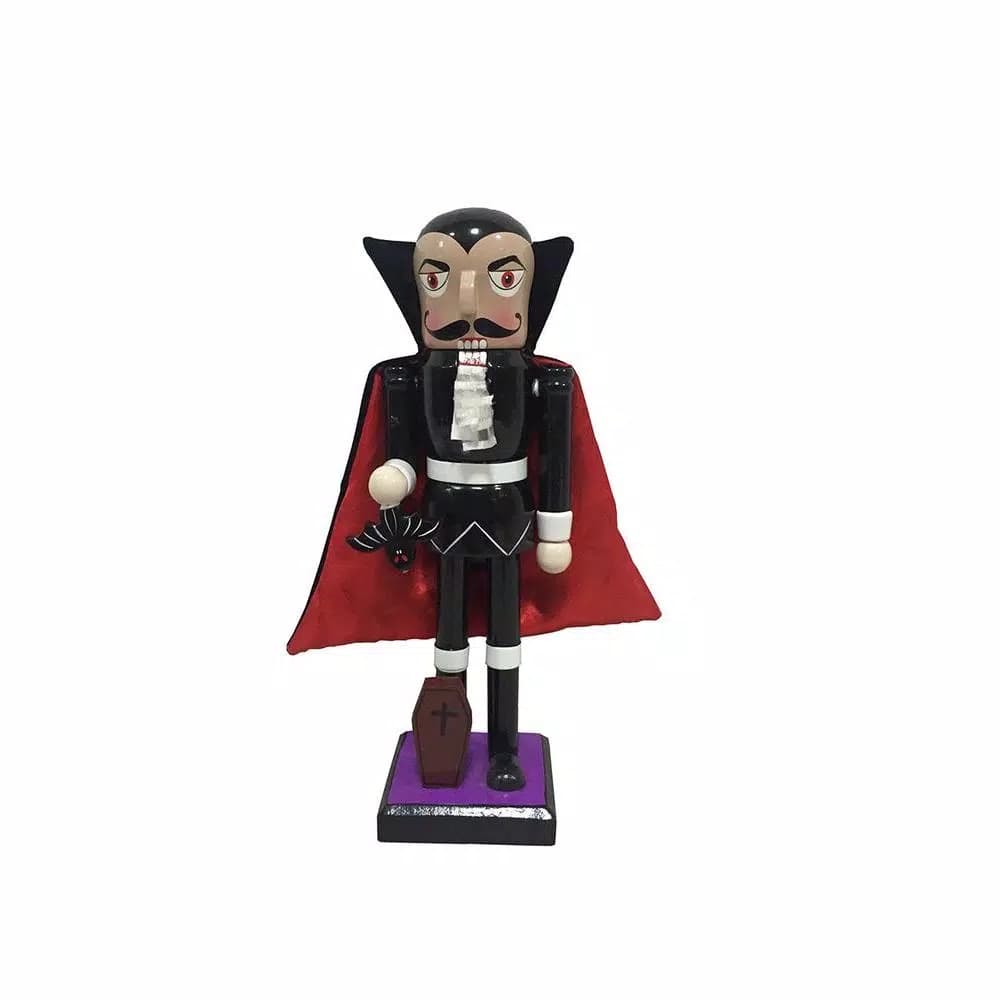 Santa's Workshop 10 in. Dracula Nutcracker with Bat and Coffin Halloween Decor