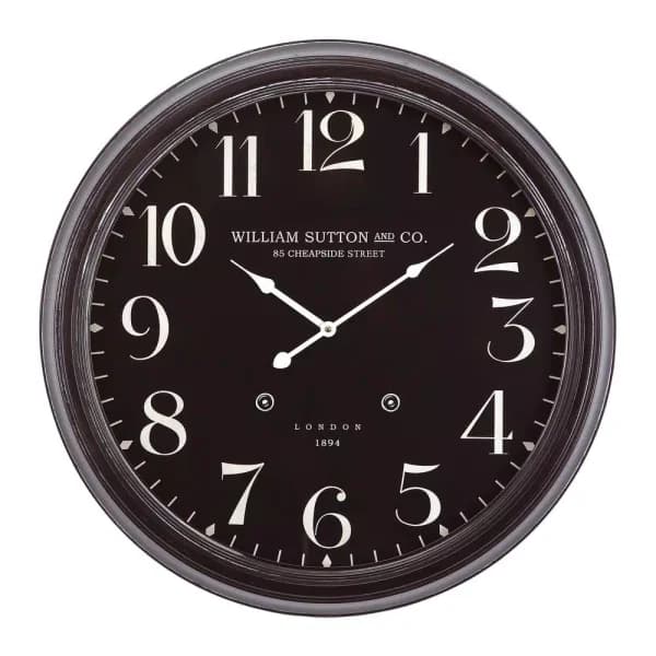 Yosemite Home Decor 25 in. Oversized Circular Iron Wall Clock with Black Distressed Frame