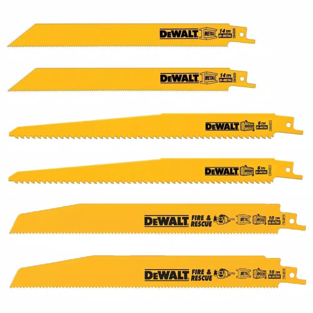 DEWALT Bi-Metal Reciprocating Saw Blade Set with Telescoping Case, 6-Piece Multi-Purpose
