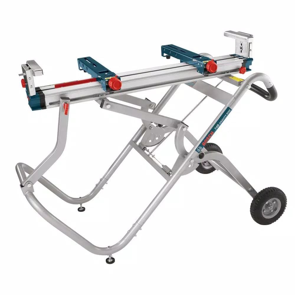 Bosch T4B Gravity Rise Miter Saw Stand with Wheels and Rapid-Release Mounts
