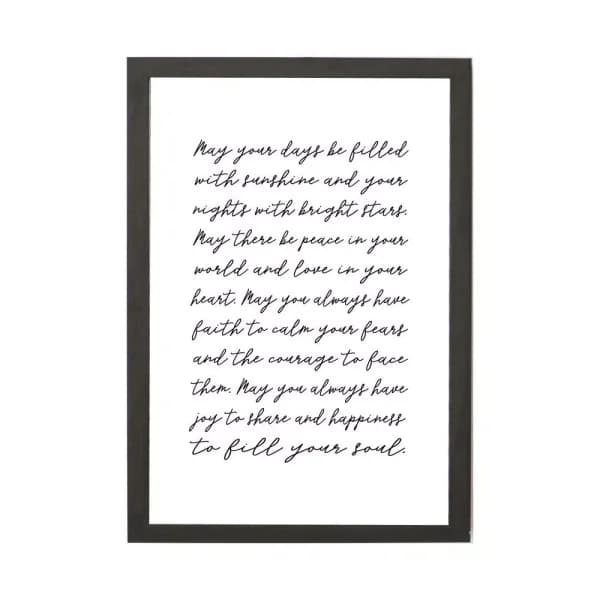 Petal Lane Home May Your Days Be Filled Magnetic Memo Board, Ebony Frame, 24 x 32 in.