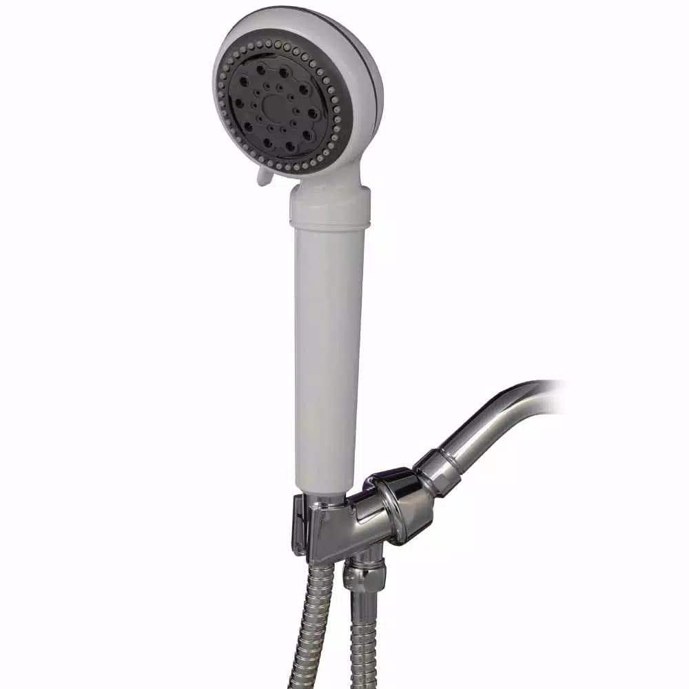 Sprite Showers 5-Spray Filtered Handheld Showerhead with 5 ft. Metal Hose, White
