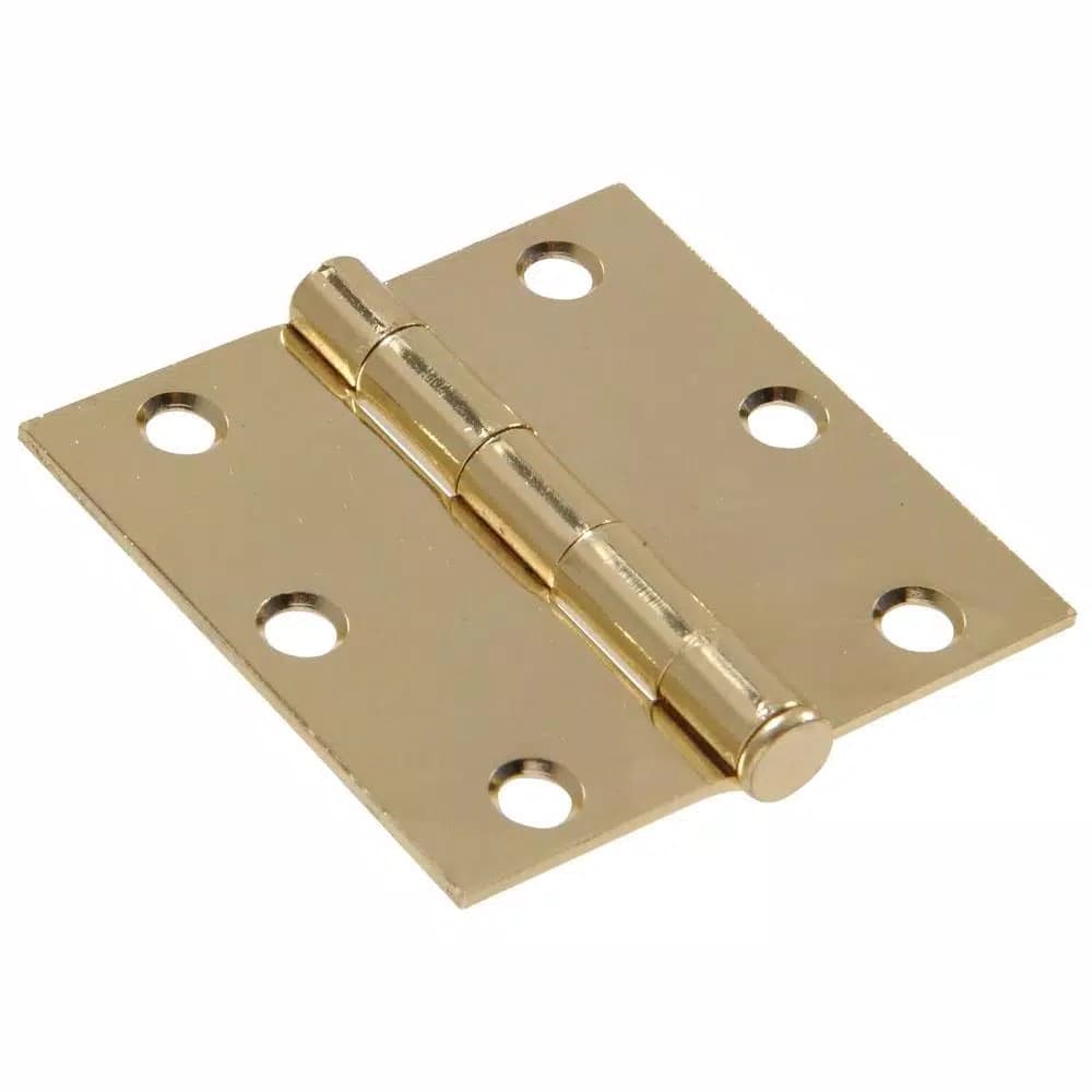 Hardware Essentials 3-1/2 in. Brass Residential Door Hinge, Square Corner, Full Mortise (9-Pack)