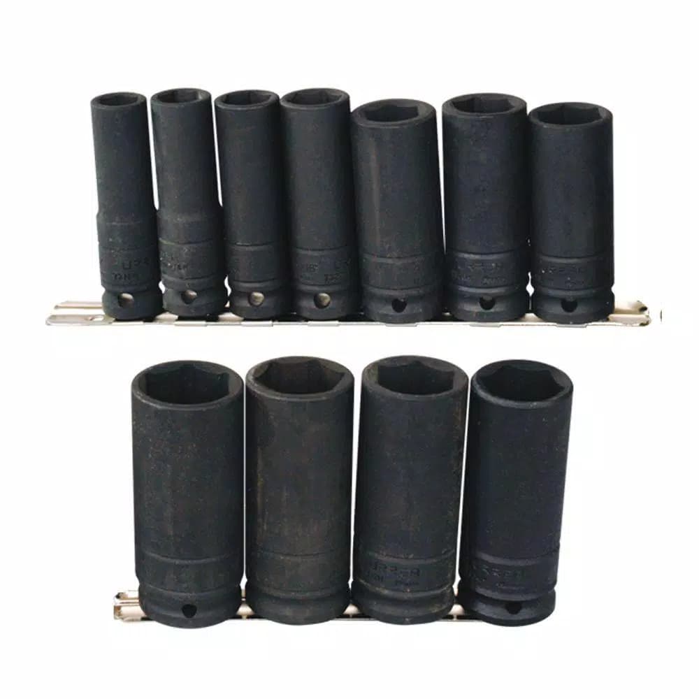 Urrea 1/2 in. Drive Deep 6-Point Impact Socket Set, 11-Piece