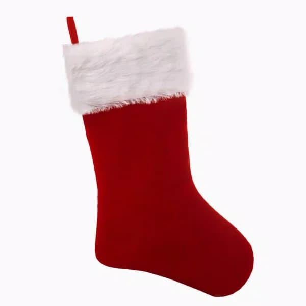 Haute Decor HangRight 18.7 in. Red and White Polyester Premium Christmas Stocking with Adjustable 360° Loop