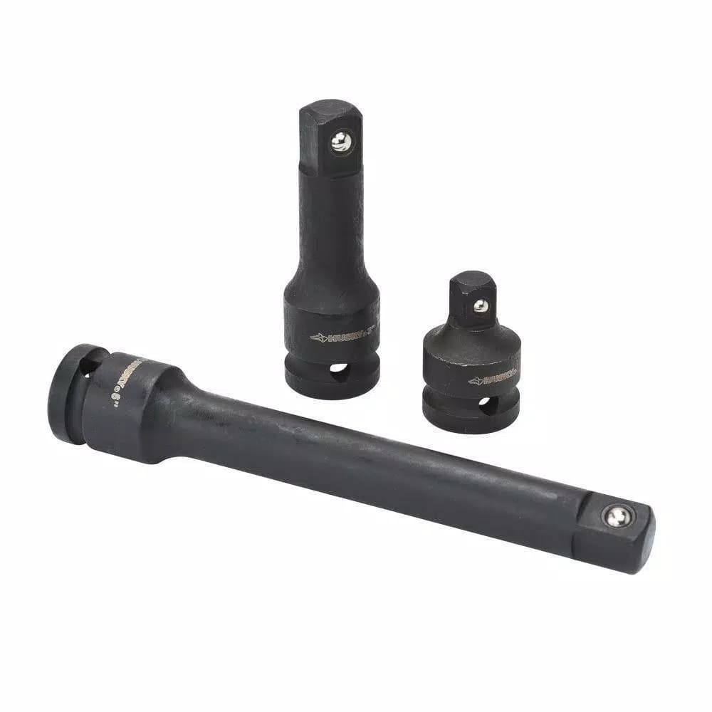 Husky 3-Piece Impact Accessory Set, 1/2 in. Drive Extensions and Adapter