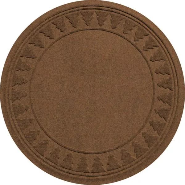Bungalow Flooring Aqua Shield 35 in. Round Dark Brown Pine Trees Christmas Tree Mat