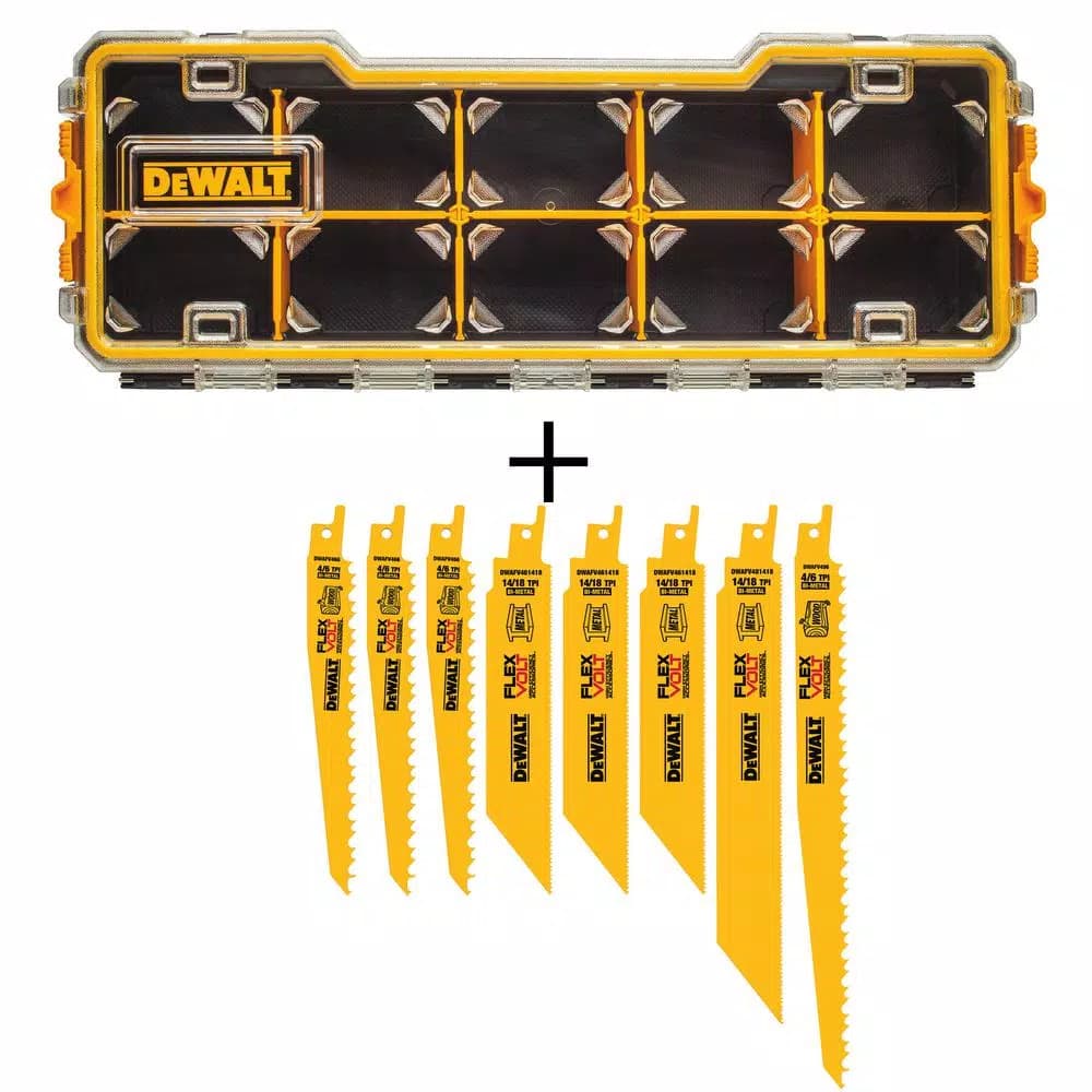 DEWALT FLEXVOLT Bi-Metal Reciprocating Saw Blade Set (8-Piece) with 10-Compartment Pro Organizer