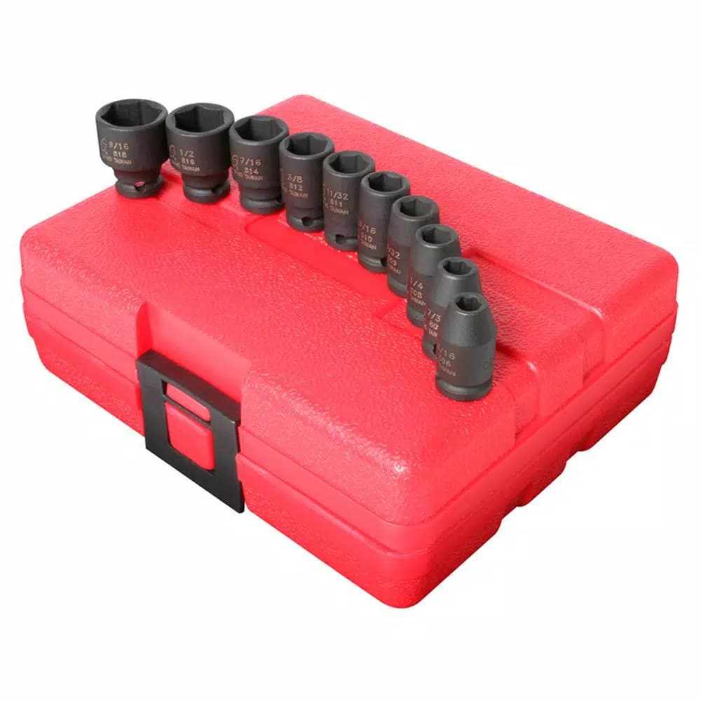 SUNEX TOOLS 1/4 in. Drive 10-Piece Deep Impact Socket Set, Chrome Molybdenum Alloy Steel