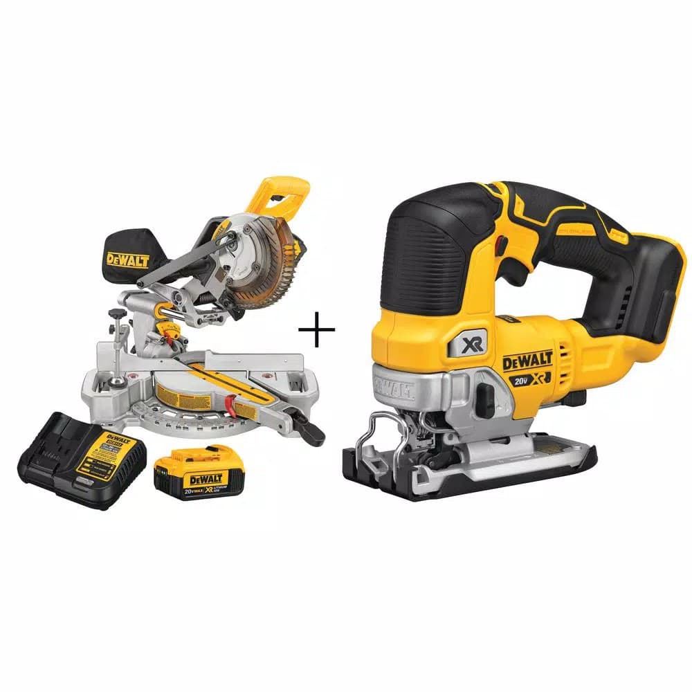 DEWALT 20V MAX Cordless 7-1/4 in. Sliding Miter Saw and Jigsaw Combo Kit with 4.0Ah Battery