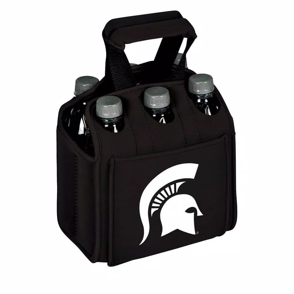 Picnic Time Michigan State University Spartans 6-Bottle Insulated Neoprene Beverage Carrier, Black