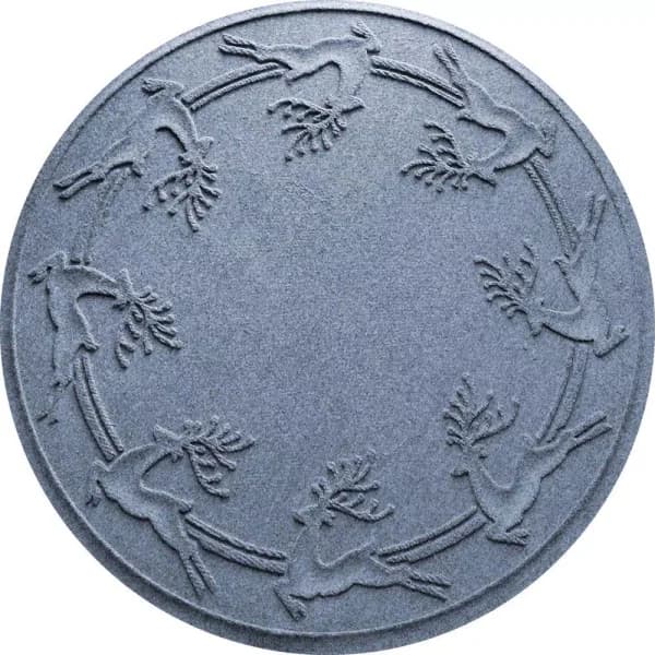 Bungalow Flooring Aqua Shield Bluestone 35 in. Round Reindeer Run Christmas Tree Mat