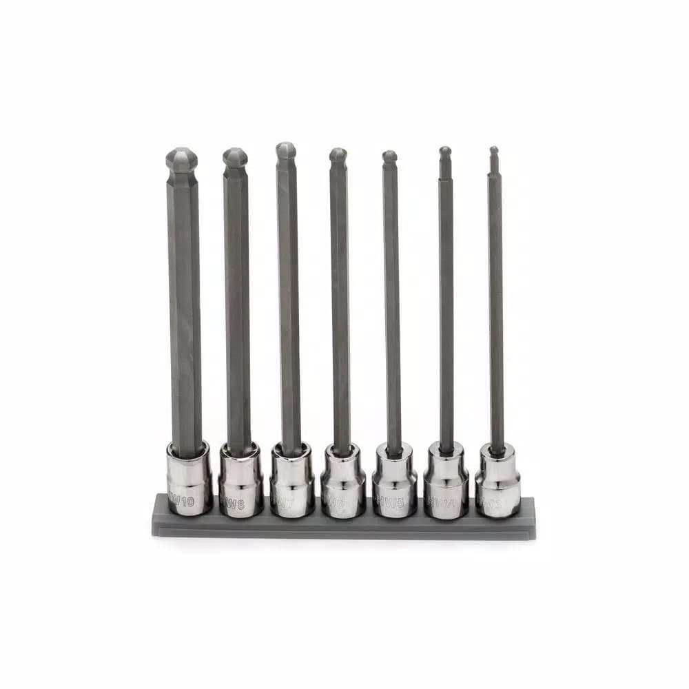 Husky 7-Piece Metric Long Ball End Hex Bit Socket Set, 3/8 in. Drive