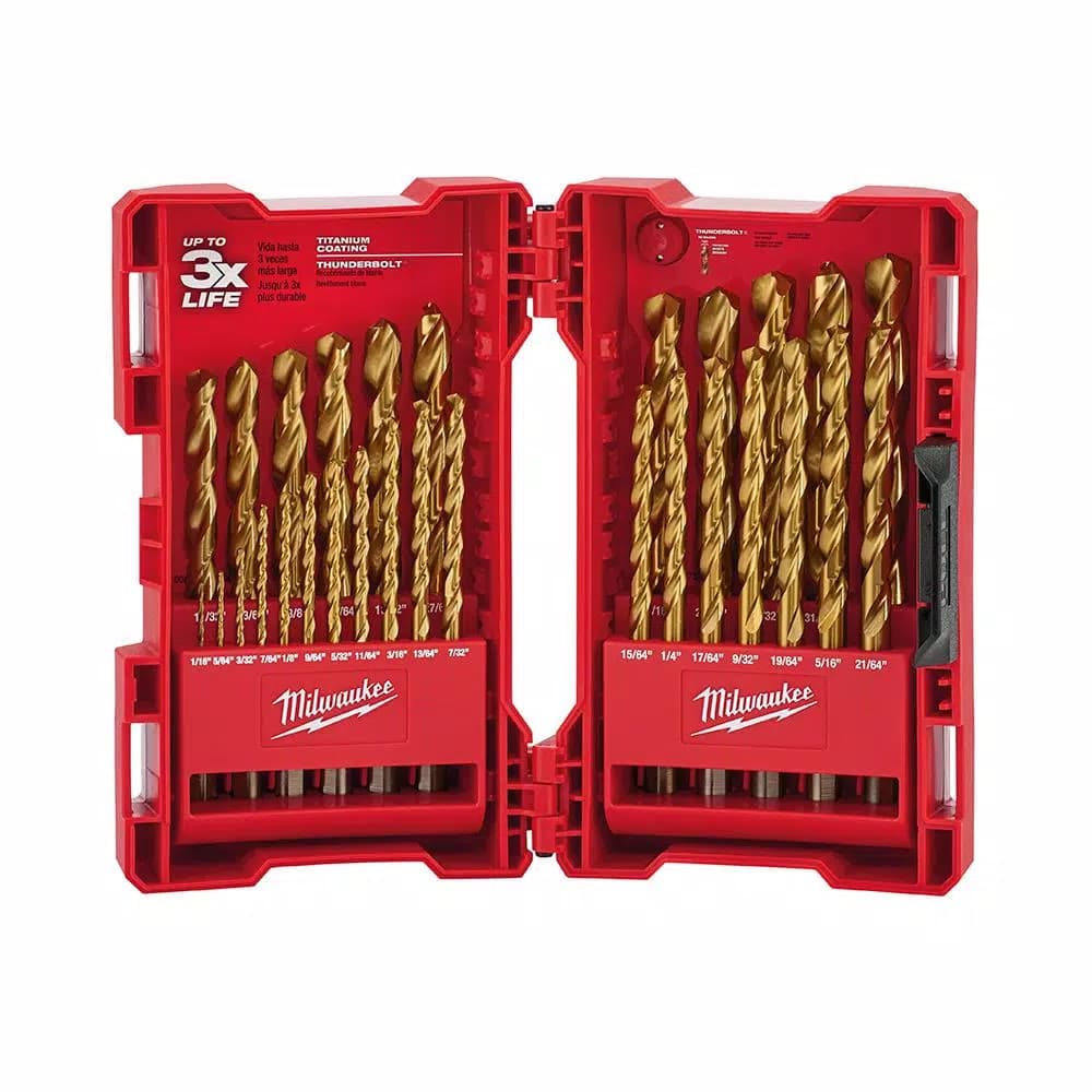 Milwaukee Thunderbolt Titanium Coated Twist Drill Bit Set, 29-Piece