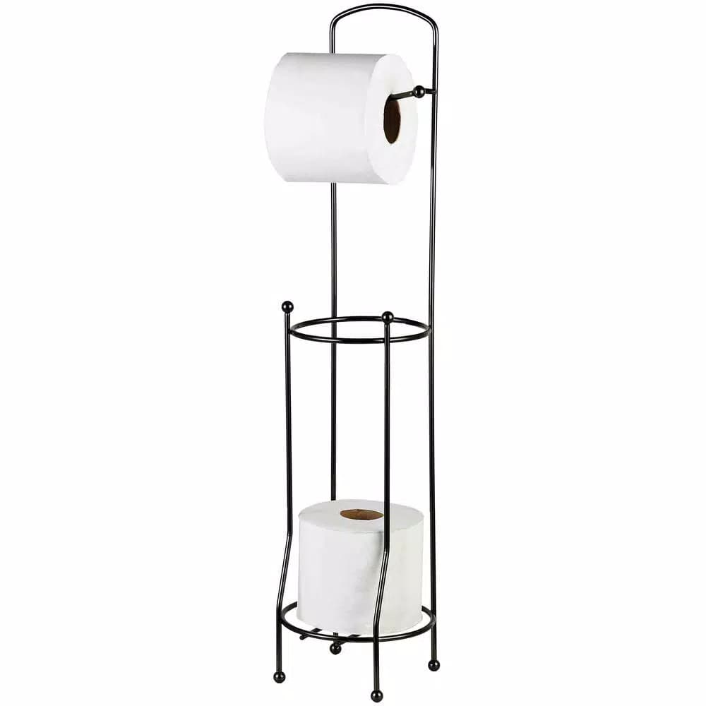 Home Basics Black Steel Toilet Paper Holder and Dispenser with 3-Roll Storage Capacity