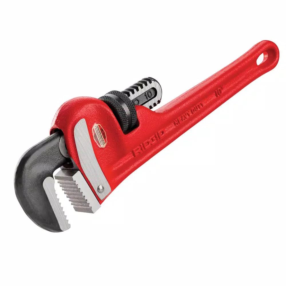 RIDGID 10 in. Heavy-Duty Straight Pipe Wrench, Ductile-Iron with I-Beam Handle