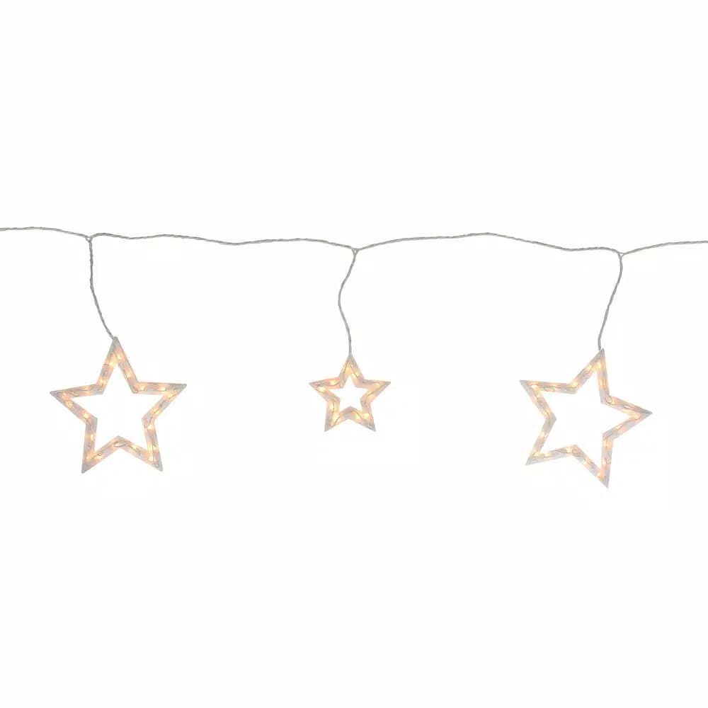 Northlight 7 ft. Star Shaped Icicle Christmas Lights with 100 Mini Clear Bulbs and White Wire