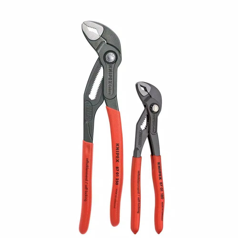 KNIPEX Forged Steel Cobra Pliers Set, 2-Piece, 61 HRC Induction-Hardened Teeth