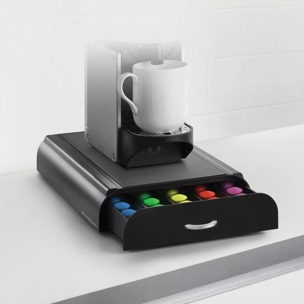 Mind Reader Anchor 50-Capacity Black Nespresso Capsule Storage Drawer with Heat-Resistant Top