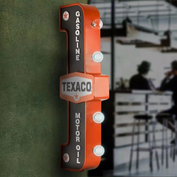 Crystal Art Gallery Texaco Gasoline Motor Oil LED Marquee Sign - Vintage Gas Station Wall Decor