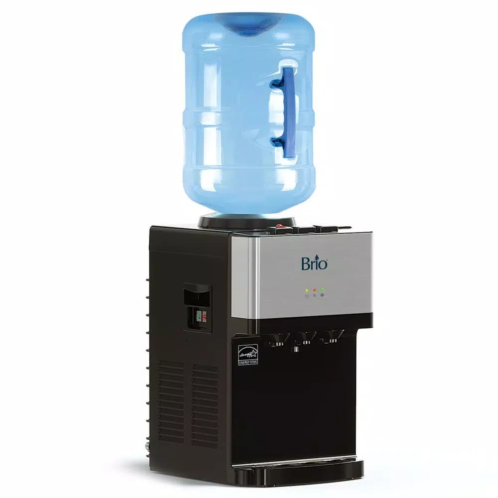 Brio Top Loading Countertop Water Cooler Dispenser with Hot, Cold & Room Temperature Water, Stainless Steel