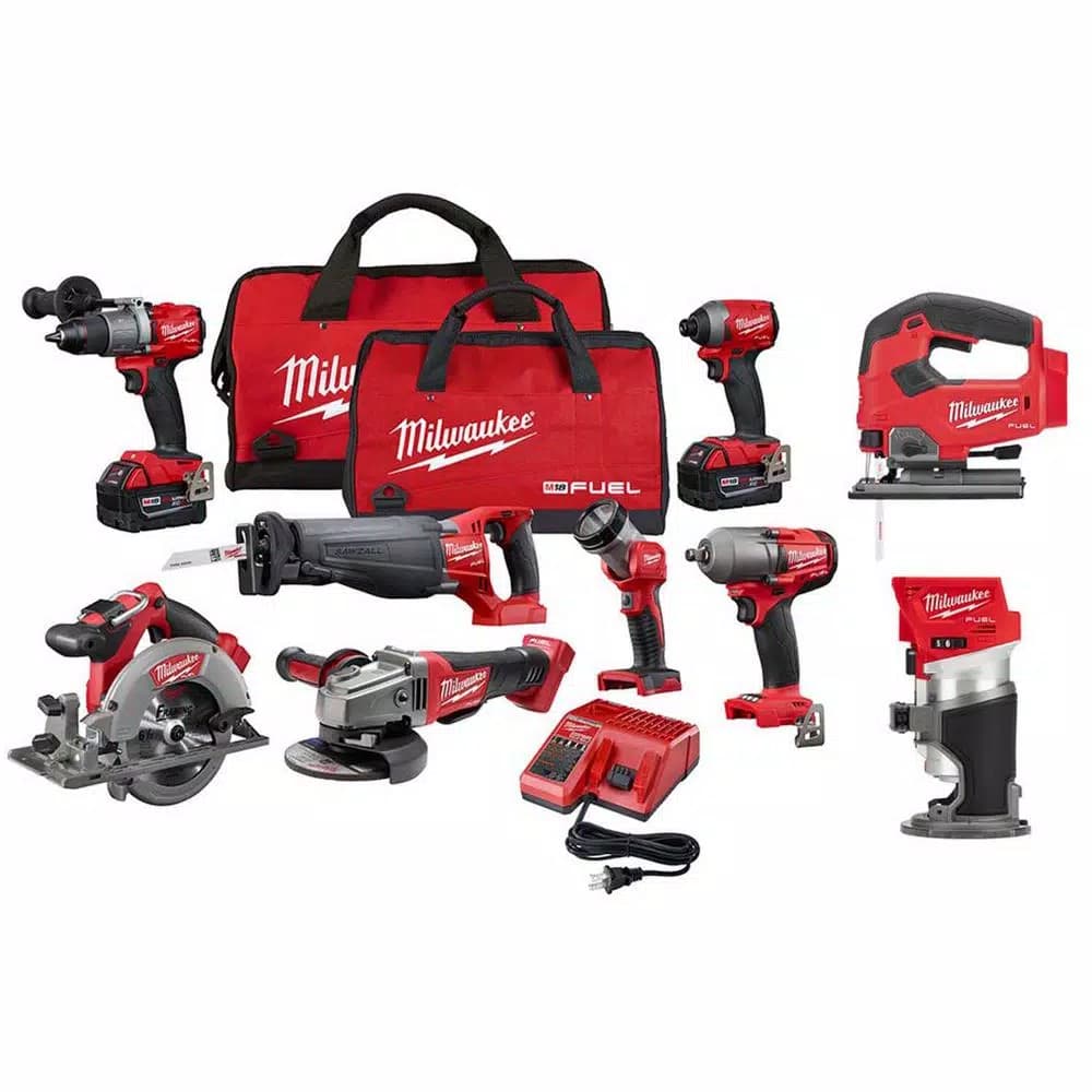 Milwaukee M18 FUEL 18V Lithium-Ion Brushless Cordless 9-Tool Combo Kit with (2) 5.0 Ah Batteries & Charger