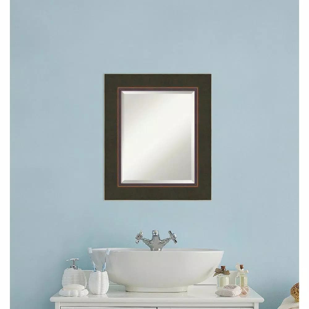 Amanti Art Milano 22.5 in. W x 26.5 in. H Rectangular Framed Bathroom Vanity Mirror, Dark Bronze