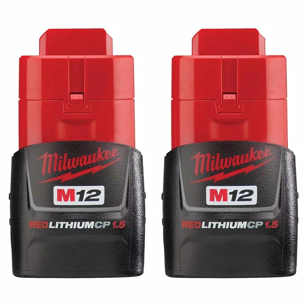 Milwaukee M12 REDLITHIUM 12V 1.5Ah Compact Lithium-Ion Battery Pack (2-Pack)