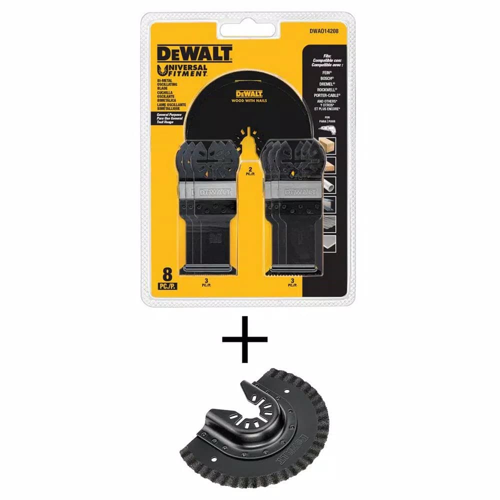 DEWALT 8-Piece Oscillating Multi-Tool Blade Set with Carbide Grout Removal Blade