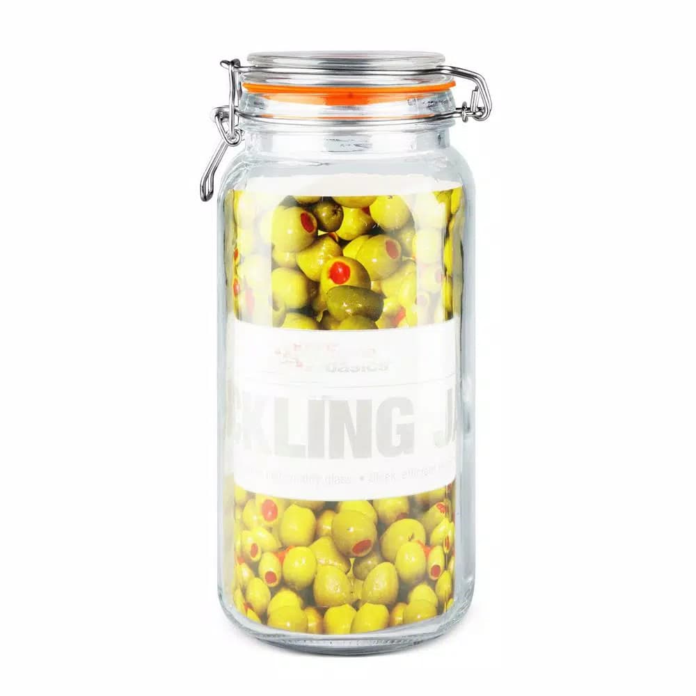 Home Basics X-Large Glass Pickling Jar with Metal Latch Lid, 67.5 oz